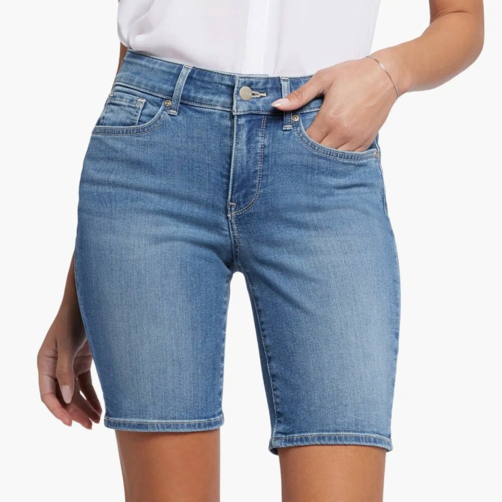 NYDJ Ella Side Slit Denim Shorts with Slimming Lift Tuck Tech in MAELE 12 NWT